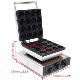 Waffle Making Machine, 110V 1750W Commercial Mini Round Shaped Waffle Maker Electric Stainless Steel Rotatable Double-Head Heating Waffle Making for Tea Shops, Snack Bars (16 Grids 110V 1750W)