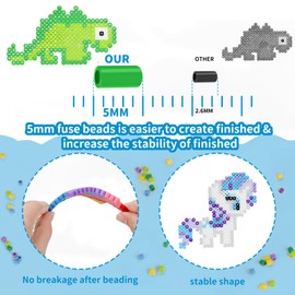 Fuse Beads Kit, 12000 PCs 5mm 48 Colors Fuse Beads Set for Kids Arts and Crafts, Christmas Birthday Gift Crafts for Boys Girls Age 5 6 7 8 9 10 Year Old