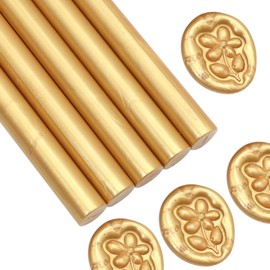 Glue Gun Wax Seal Sticks Gold, Andotopee 10pcs Metallic Sealing Wax Sticks for Wax Seal Stamp, 0.43 X 5.3" Premium Wax Seal Wax Sticks for Wedding Invitation Envelope Seal Stickers DIY Craft (Gold)