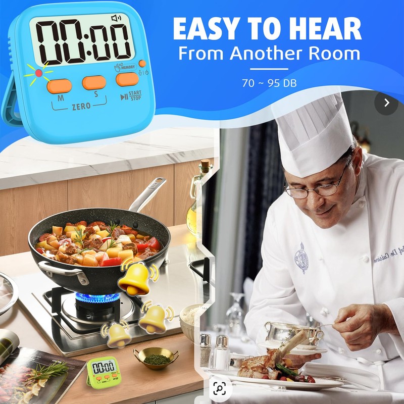 Azosowo 2 Pack Digital Timer for Kids, Magnetic Kitchen Timers