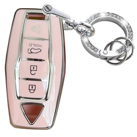Rilnaewn Keyless Entry Systems for Mitsubishi Key Fob Cover Fits for Mitsubishi Outlander 2021 2022 2023 Remote Key (Pink-Silver)