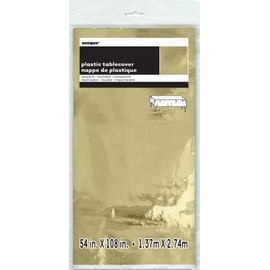 Unique Party 50411 - Foil Gold Plastic Tablecloth, 9ft x 4.5ft