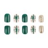 Short Square Press on Nails Christmas Fake Nails Glitter with