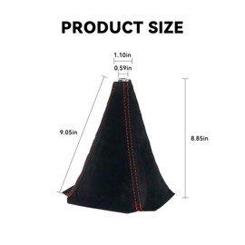 Honibaoto Car Shift Boot Cover, Suede Leather Shift Knob Boot Dust Cover, Manual/Auto Shifter Boot Sleeve Replacement, Handbrake Gaiter Boot Dust Cover Car Interior Accessories (Black&Red)