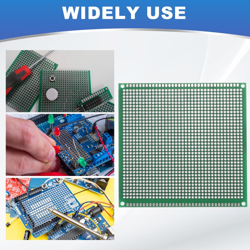MECCANIXITY 2Pcs Breadboard Solderable 100mm x 100mm Green Circuit PCB