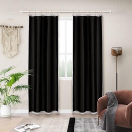 Melodieux Thermal Insulated 100% Blackout Curtain Liners for 84 Inch Long Curtains, Cold Heat Light Blocking Lining Behind Sheer, Off White/Black, 40 by 80 Inch, 2 Panels, Rings Included