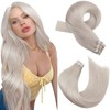 Moresoo Tape in Hair Extensions White Blonde Real Human Hair