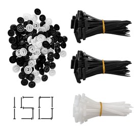 150Pcs Nylon Universal Cable Tie Buckle - Heavy Duty Self-Locking Nylon Zip Ties Holder Clip, Multipurpose Universal Zip Tie Tool for Quick Fastening, Automotive Repair and Daily（White50 and Black100）