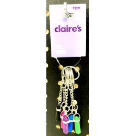 Claire’s Girls Set of 5 Best Friends Cute Color Gemstone Dangle Keyrings