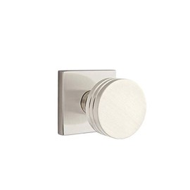 EMTEK Square Rosette Privacy Set with Matching Finish Bern Knob - Choice of 6 Finishes - 5210BNUS15 - Satin Nickel (US15)