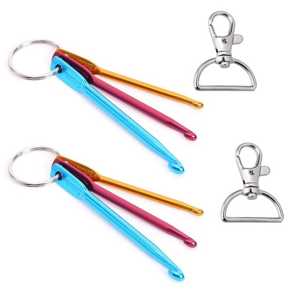 2 Set Mini Keychain Aluminum Crochet Hooks Knitting Needles with