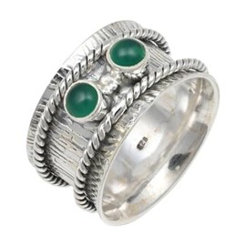 JEWELSTREZORO Onyx Edelstein Spinnerring 925 Sterling Silber Spinner Männer & Frauen Meditationsring Alle Größen Handarbeit Jewerly TSR146D_70 (22.3)
