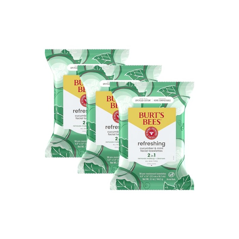 Burt's Bees Facial Cleansing Towelettes for Normal to Dry Skin,