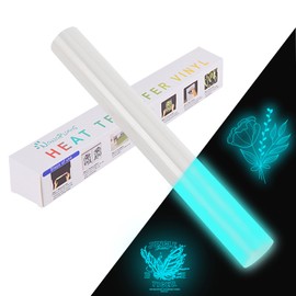 NANAPLUMS Plotter Film Textile, Photoluminescent Iron-On Film, 30.5 x 100 cm Transfer Film Plotter Flex Film for Textiles HTV (White/Photoluminous-Blue)