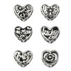Ipotkitt 6pcs 6 Styles Heart Themed Stainless Steel Beads Large