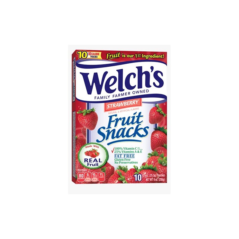 Welch's Fruit Snacks, Strawberry, 0.9 Oz, 10 Ct