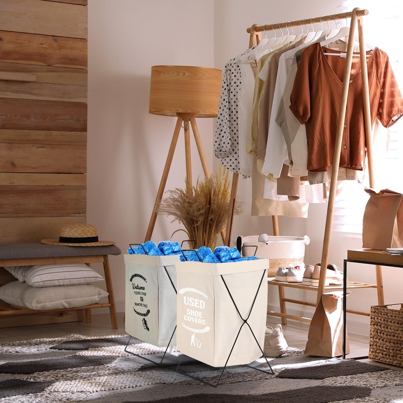 DoubleFill 2 Pcs Shoe Cover Boxes Foldable Storage Baskets for