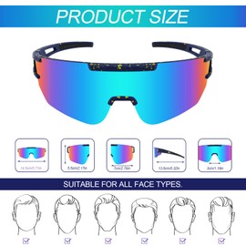 Homeinmind Schnelle Brille,Fahrradbrille Herren Damen,Sportbrille Fahrrad Radbrille Laufbrille UV400 Schutz Sonnenbrille für Rennrad Fahrrad MTB Laufen Golf Reiten Ski Rave Grün Blau