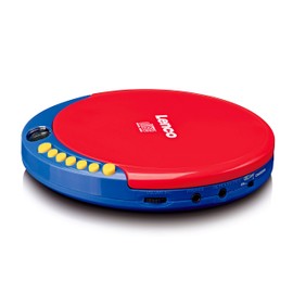 Lenco CD-021 CD Player for Children - Portable CD Player - Discman - Headphones with Volume Limiter - Reads CD-R/RW - Built-in Battery - with Charging Cable - Red/Blue, CD-021KIDS