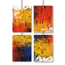 JWVK Abstract Red Mustard Rust Lavender Car Air Freshener, Vintage Painting Art Contemporary Hanging Air Freshener 4 Pcs for Cars Closet Drawer Books, Modern Car Accessories Mirror Decor for Women