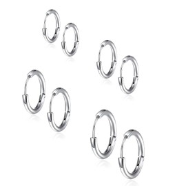 Kstudent 4 Pairs Titanium Steel Hoop Earrings for Men Women, Huggie Loop Hypoallergenic Cartilage Piercing Earrings Set