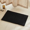 TYUU Black Bathroom Rug, Waffle Bath Mat Non Slip Washable