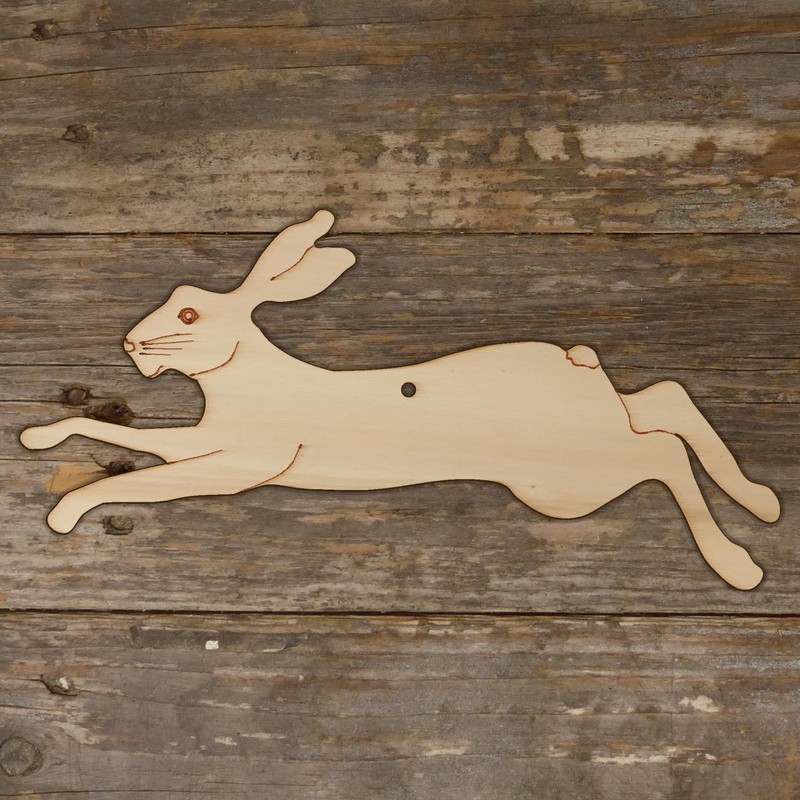 10x Wooden Hare Running and Bounding Craft Shapes 3mm Plywood