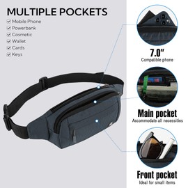 WATERFLY Fanny Pack Waist Bag: Runner Small Hip Pouch Bum Bag Running Fannie Pack Phanny Fannypack Waistpack Bumbag Beltbag Sport Slim Fashionable for Jogging Hiking Woman Man