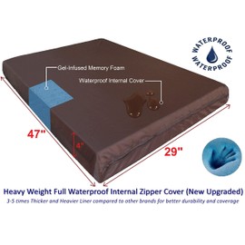 Dogbed4less Extra Large Orthopedic Memory Foam Dog Bed for Large Dogs with Durable Waterproof Internal Case, Removable Washable Denim Cover and Bonus Pet Bed Cover, 47X29X4 Fits 48X30 Dog Crate, Blue