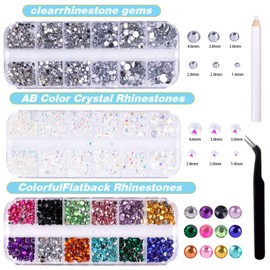 DMQ Crystal Nail Gem, 4500PCS AB Nail Art Rhinestones, AB Crystal Flat Back Nail Charms Nail Pearls Set with Pick Up Tweezers & Dotting Pen for Nails, Clothes, Face, Craft - Nail Art Supplies & Deco