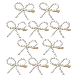 10PCS Pearl Bow Hair Clips, Elegant Bow Hair Pins, Non-Slip Duckbill Hair Clips, Golden Decorative Pearl Bobby Pins, Cute Hair Barrettes Accessories for Women.