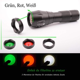 LlysColors 5 Mode Zoomable Torch Red / Green / White Light LED Torch with Magnet for Outdoor, Camping, Night Fishing, Night Riding, Emergencies (Multicoloured with Magnet)