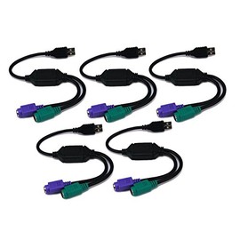 USB to Dual PS/2 Adapter, for Mouse and Keyboard - Black (Pack of 5)