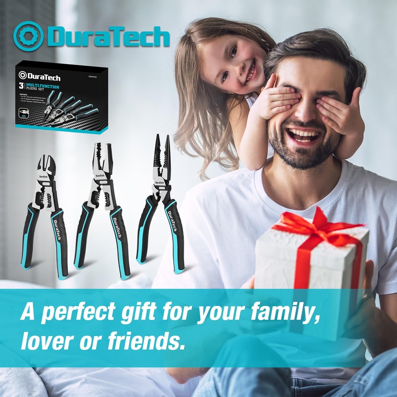 DURATECH 3PCS Pliers Set, Large 6 in 1 Multifunctional Wire