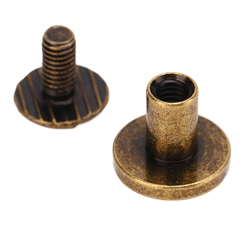 200 Set Chicago Screws Set 9.5x8mm Hard Thick Brass Uniform