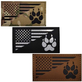 Reflective K9 Dog Handler Patches, K-9 USA Flag Tactical Military Appliques with Hook and Loop Fastener Backing for Medium and Large Animal Vests Harnesses