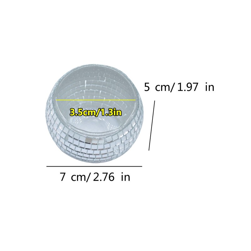 Disco Ball Silver Votive Candle Holder Jar Thick Acrylic Mirrored