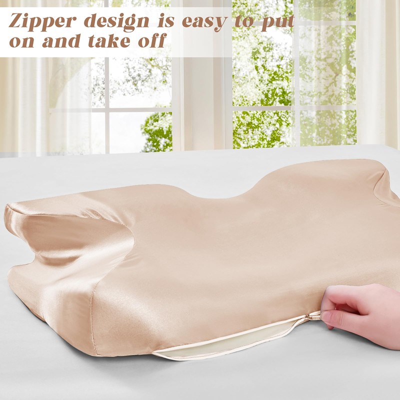 P Pothuiny 2 Pcs Satin Pillowcase for Cervical Pillow, Smooth