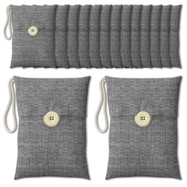 Bolsas purificadoras de aire de carbón de bambú Health+, 15 paquetes (15 × 100 g) de carbón activado, filtro de aire natural, no tóxico, respetuoso con el medio ambiente, absorbe la humedad para el hogar, coche, clóset, zapatos.