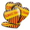 4 x Heart Coasters - Climate Change Warning Sign Cork