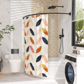 Curved Shower Curtain Rod For Bathroom 38-72 Inches, Adjustable Length, Curved Shower Rod, 0.9MM thickness, Round Shower Curtain Rods, Rotate Bracket For Large Shower Space, Need Drilling, Matte Black