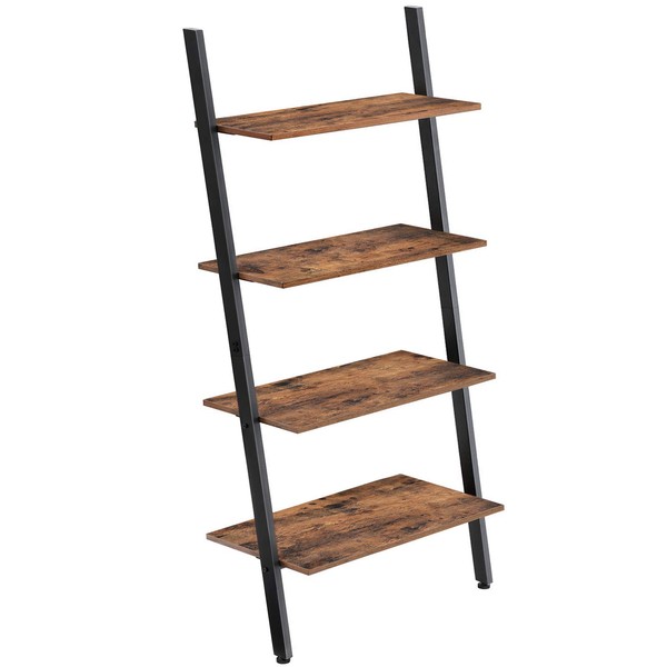 VASAGLE Ladder Shelf, 4-Tier Bookshelf, Storage Rack Shelves, for Living