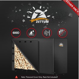 Zettum Firewood Rack Cover 6 Feet - 600D Wood Rack Cover Waterproof & Heavy Duty, 6 Foot Outdoor Log Pile Holder Covers Storage for 6FT Standard Firewood Storage Covers (72 x 24 x 49 Inch)