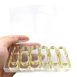 RILOMBAO 18 PCS 2.75 Inch (70mm) Paper Clips Gold Rust Resistant Metal Strong Pen Clip Style Paperclips for Office School Documents