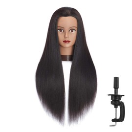 Headfix 26"-28" Long Hair Mannequin Head Synthetic Fiber Hair Hairdresser Practice Styling Training Head Cosmetology Manikin Doll Head with Clamp (6F1919BY0220)