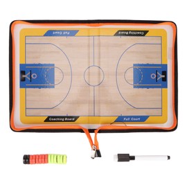 Basketball Coaches Clipboard with Magnets and Pen Leather Zipper Closed Basketball Magnetic Strategy Board