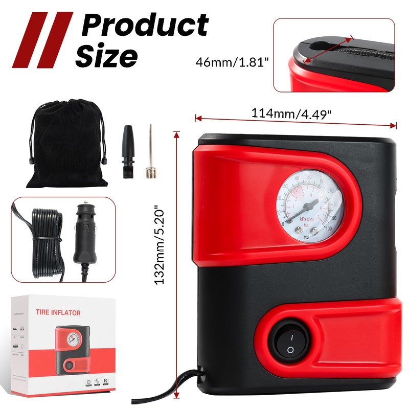 AUTOXBERT Electric Air Pump Car Portable Bicycle Pump Air Compressor