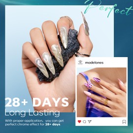 modelones Chrome Powder for Nails 8pcs, Magic White Pearl Chrome Nail Powder Kit Mirror Effect Chrome Powder Holographic Nail Powder Pigment Glitter Nail Powder Nailr Art Decoration