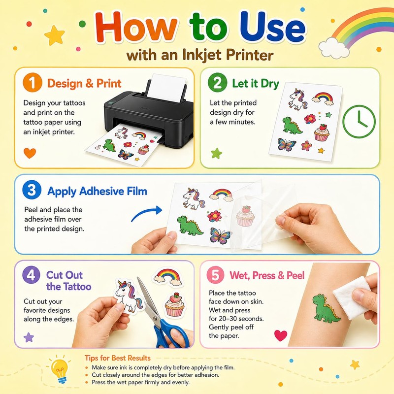 Hem Dgpsy Temporary Tattoo Paper 8.5" x 11", 7 Sheets