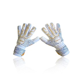TIGEAR Spark Series Kids Goalkeeper Gloves with Durable German Latex, Shock Absorption Padding & Removable Finger Sticks for Safety (Gold, 6)